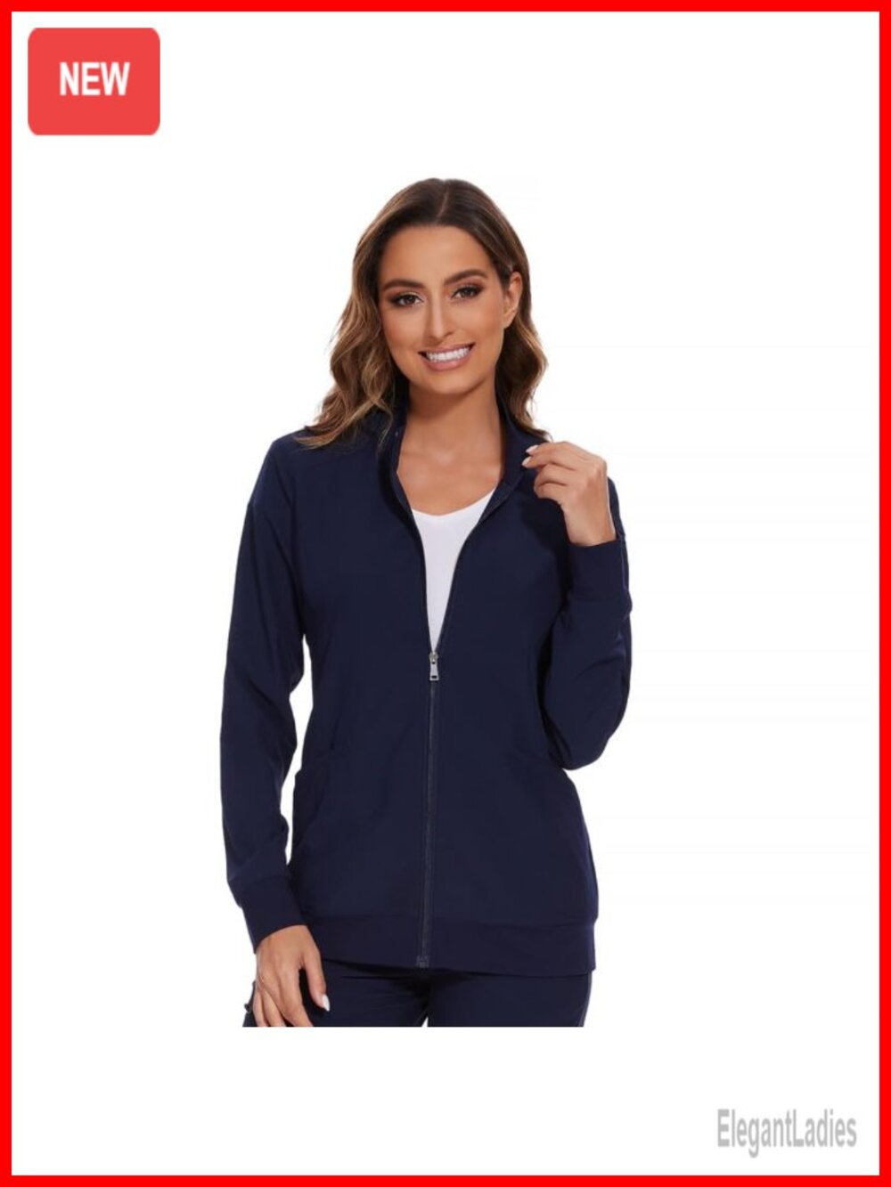 Zip Front Scrub Jacket for Women Polyester Spandex Nurse Medical Workwear